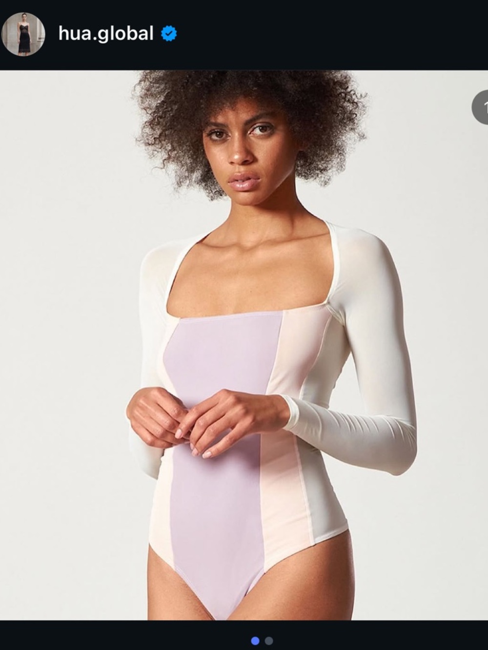 Colorblock Long Sleeve Bodysuit - Lilac & Cream